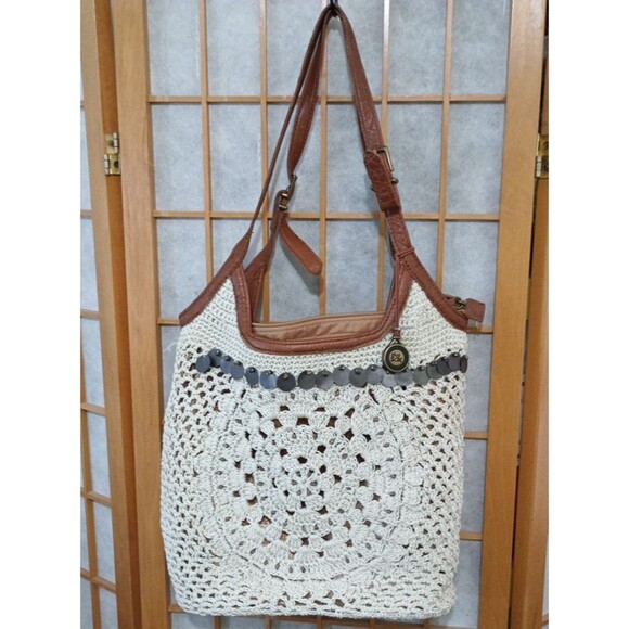 The Sak Heritage Hobo Shoulder Bag Leather Crochet Purse 2015 Brown Vintage Bag - Picture 1 of 16